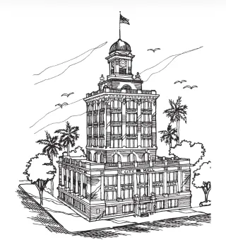 An illustration of Tampa City hall.