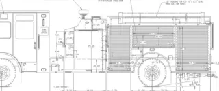 Technical drawing of a fire truck.